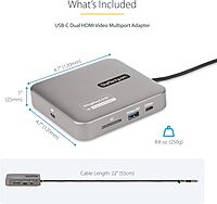 StarTech.com USB C Docking Station, Dual 4K 60Hz HDMI Hub for MacBook Pro (M1/M2/M3/M4) and Windows, USB-A/USB-C 10Gbps Hub, 100W Power Delivery, GbE, SD, 22in/56cm Cable (102B-USBC-MULTIPORT)