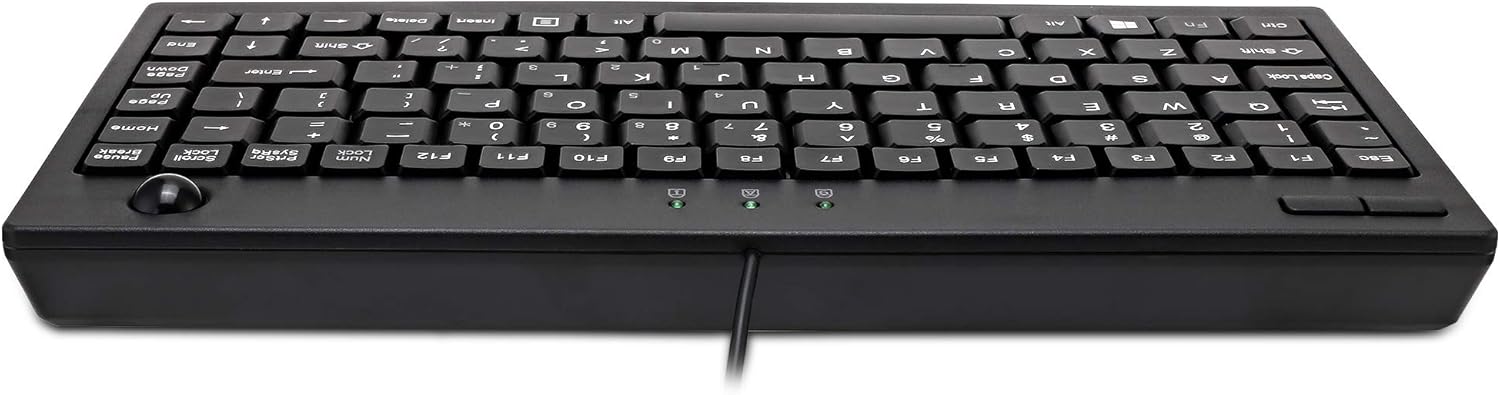 AKB-310UB - Wired USB Mini Trackball USB Keyboard, 87-Key US Layout, Black