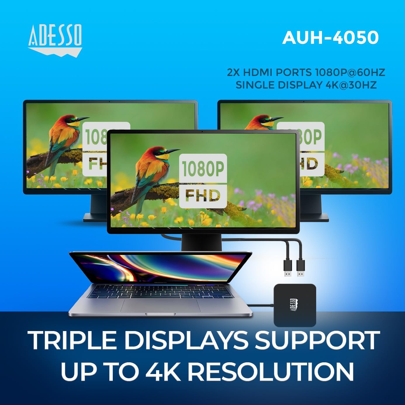 USB C Docking Station Multiport Adapter Type C Hub 2 HDMI Support 4K, VGA, RJ45 Ethernet Port, 65W PD Charging, 2*USB