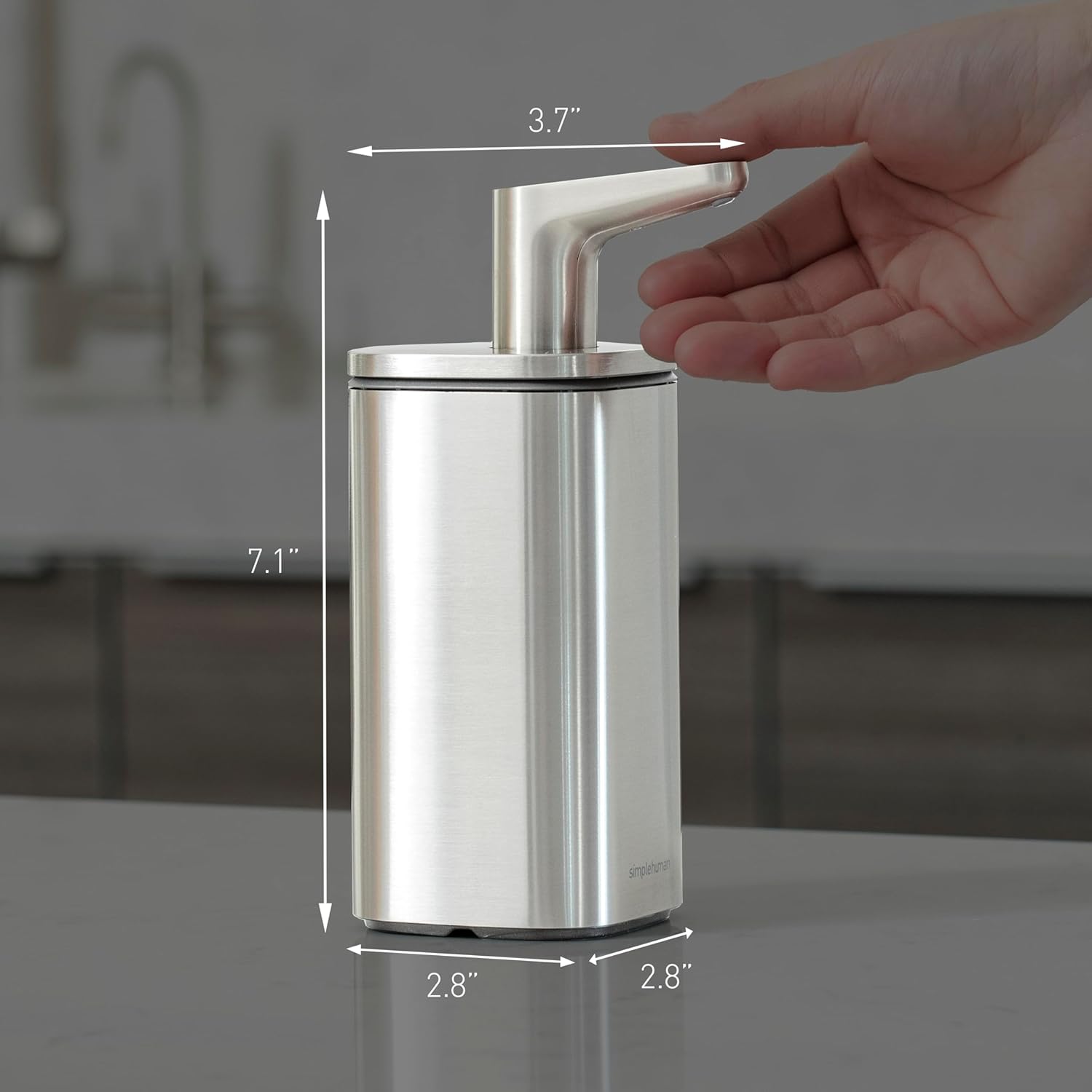simplehuman Pulse Pump Countertop Liquid Soap Dispenser, Drip-Free Stainless Steel