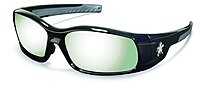 MCR Safety Glasses SR117 Swagger Brash Look Polycarbonate Dual Lens with Polished Black Frame and Silver Mirror Lens Black