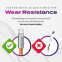 STATIK TSumoCharge 100W USB-C to USB-C Charging Cable, Heavy-Duty Silicone, 6 ft
