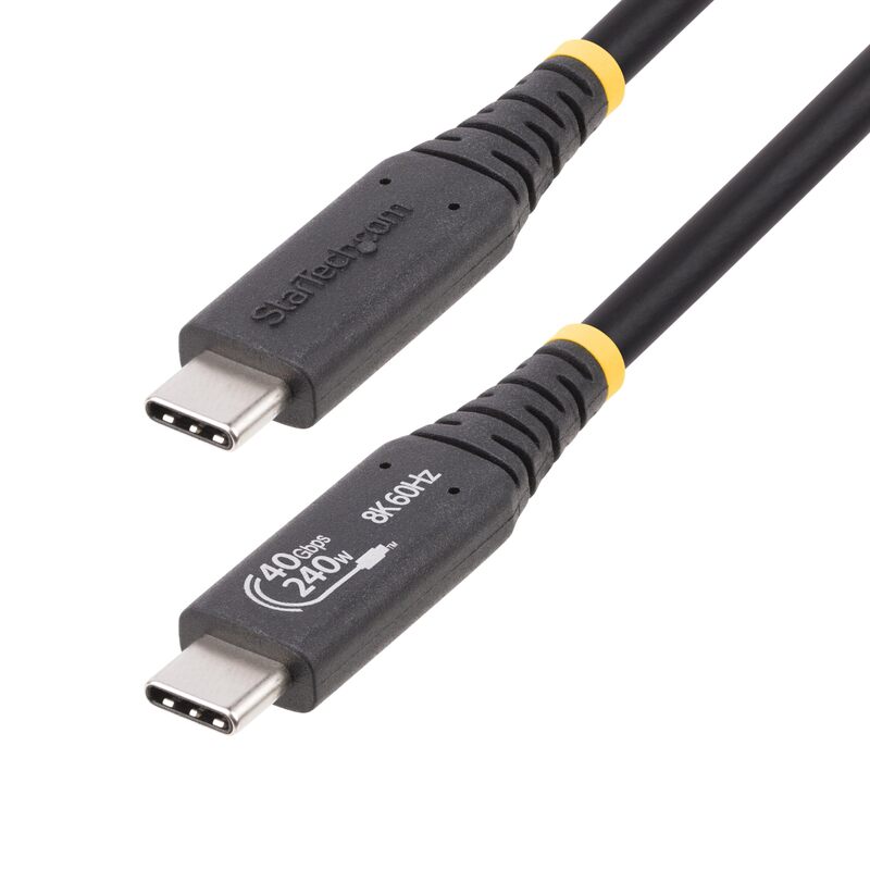 StarTech.com 50cm (1.6ft) USB4 Cable, USB-IF Certified USB-C Cable, 40Gbps, 240W PD 3.1, 8K 60Hz