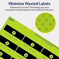 Avery Printable Rectangle Labels, Sure Feed Technology, 1-1/4" x 2-3/8", Bright Green, Print-to-the-Edge, Laser/Inkjet Printable