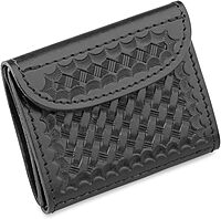 Basketweave Black Leather Glove Case - Designed to Hold 2 Sets of Latex Gloves - Full Grain Leather w/No Fillers