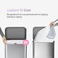 simplehuman 45 Liter / 12 Gallon Liter Rectangular Hands-Free Kitchen Step Trash Can with Soft-Close Lid, Brushed Stainless Steel with Plastic Lid Gray Plastic Lid 45 Liter