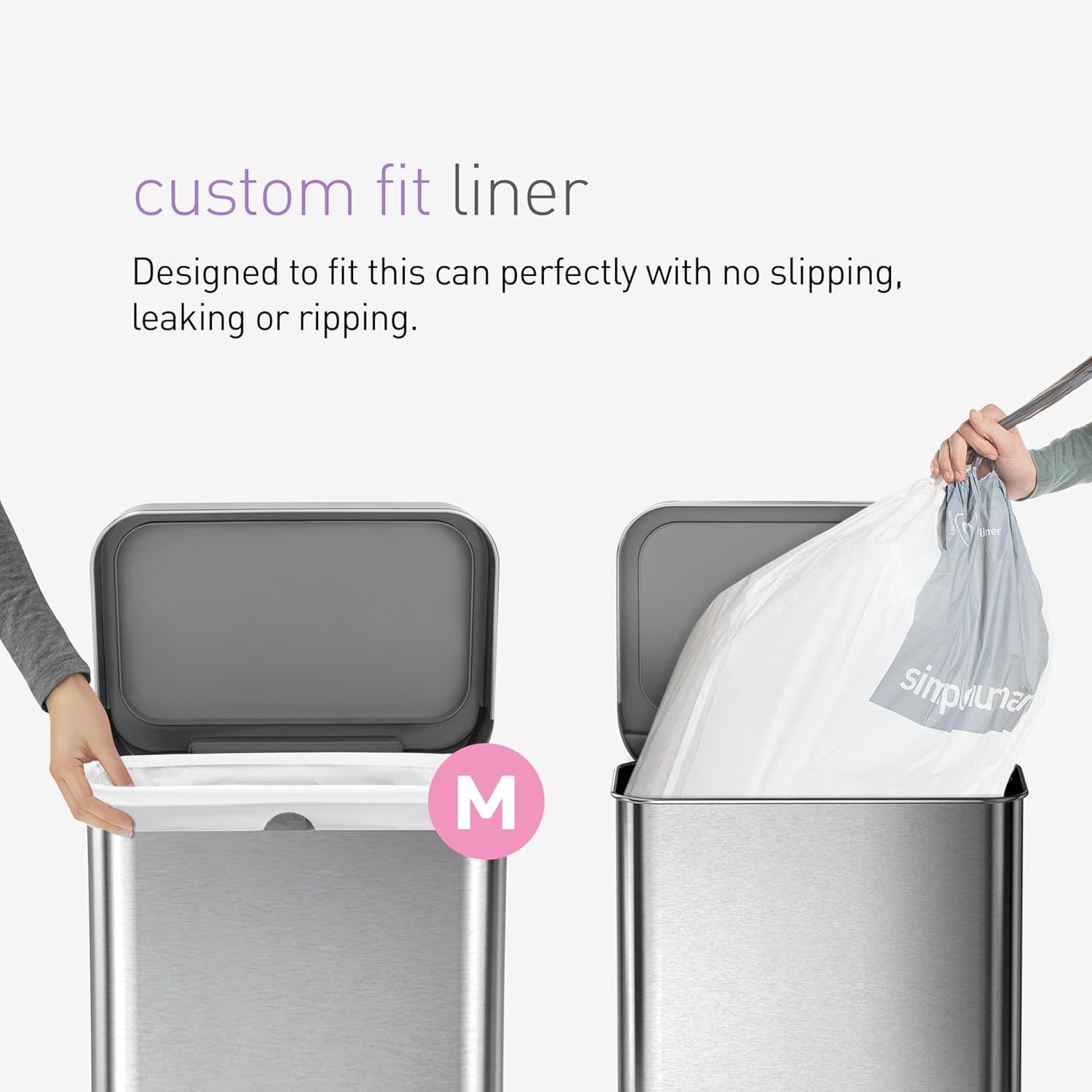 simplehuman 45 Liter / 12 Gallon Liter Rectangular Hands-Free Kitchen Step Trash Can with Soft-Close Lid