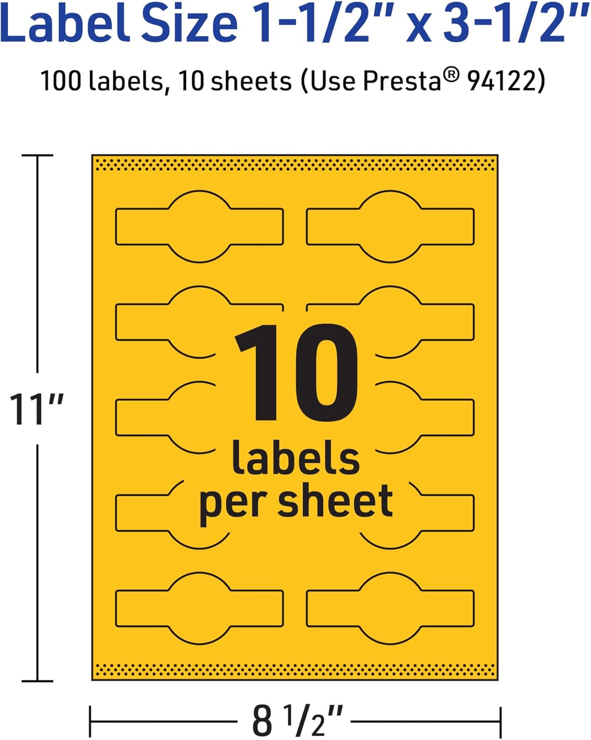 Avery Printable Wraparound Band Labels, Sure Feed Technology, 1.5" x 3.5", Bright Yellow, Cigar Band Labels