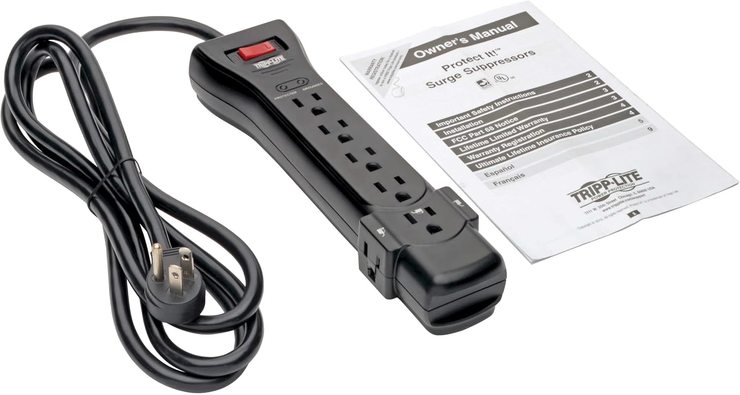 Tripp Lite 7-Outlet Surge Protector Power Strip with Right-Angle Plug