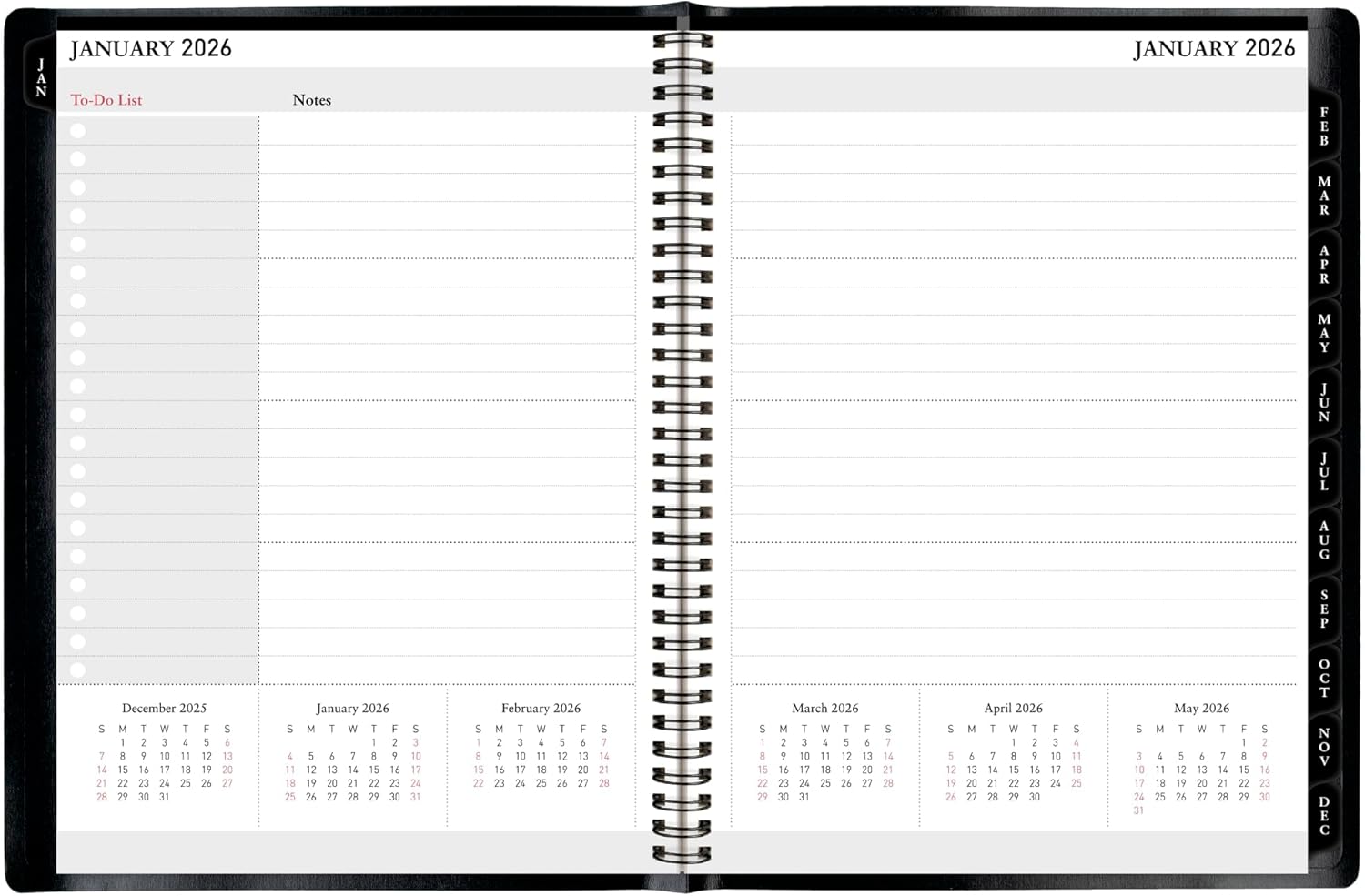 Office Depot Brand Weekly Monthly Planner, 8" x 11", Black, January 2026 to December 2026, OD71080026