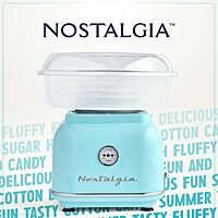 Nostalgia Classic Countertop Cotton Candy Machine, Manual, Retro Vintage Candy Maker Includes 2 Reusable Cones & Scoop