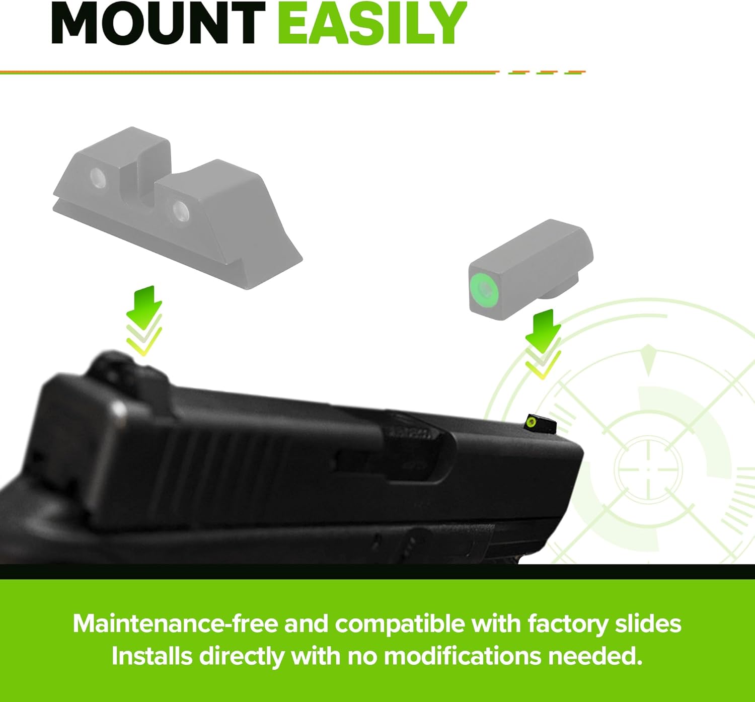 MEPROLIGHT Hyper-Bright Tritium Day/Night Pistol Sight Set