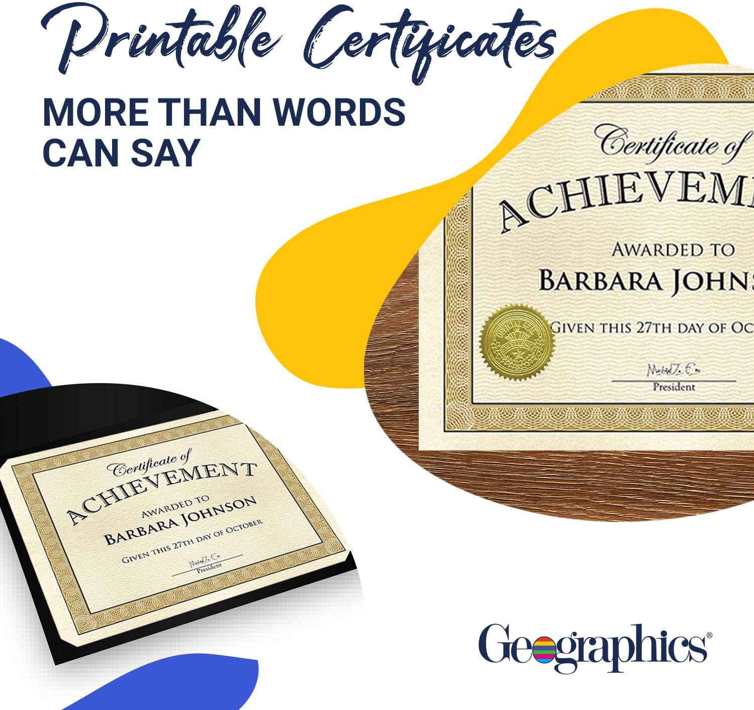 Geographics Diplomat Printable Certificates - 24 lb Basis Weight - 11" Width x 8.5" Length - Inkjet