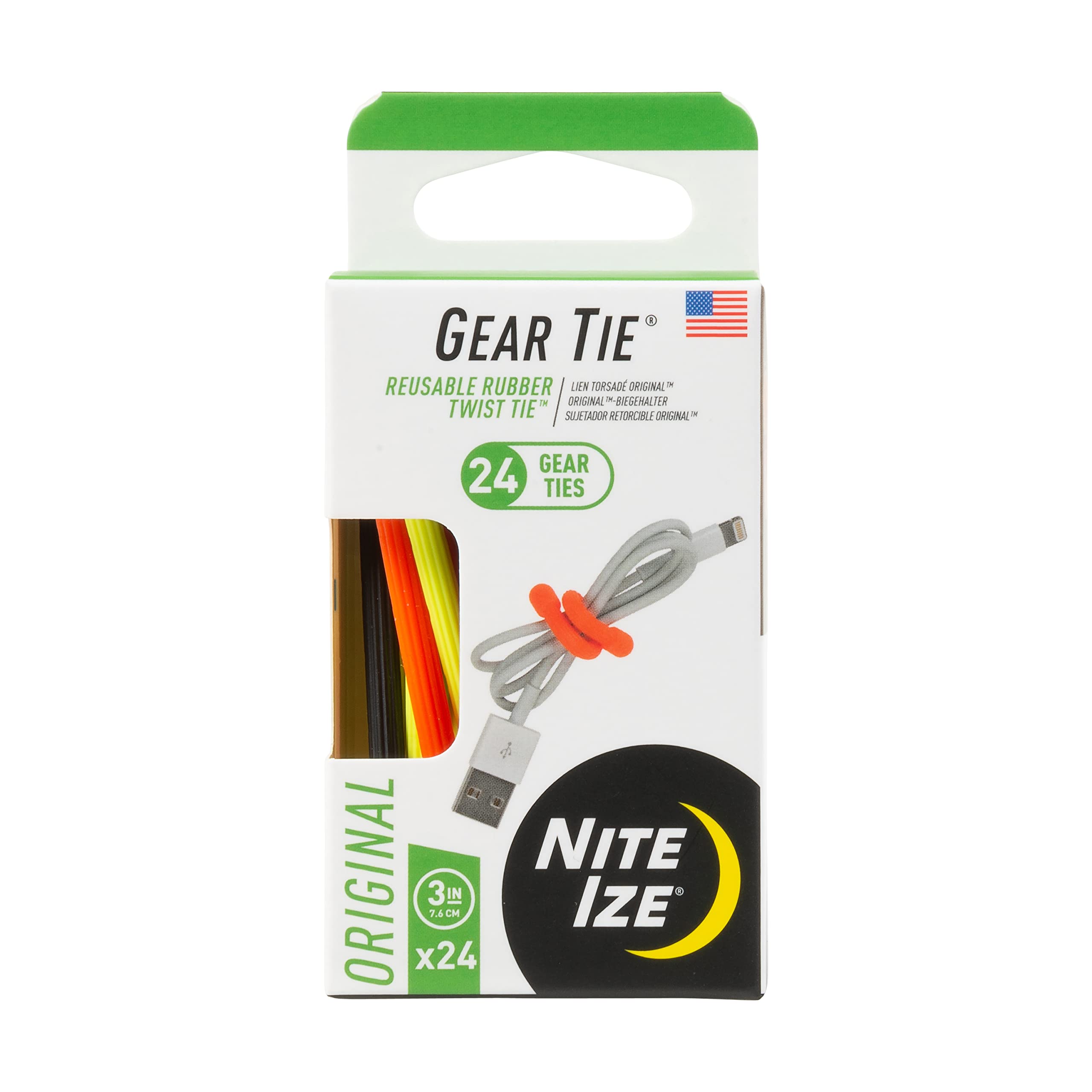 Nite Ize Original Gear Tie Reusable Rubber Twist Cord Organizers