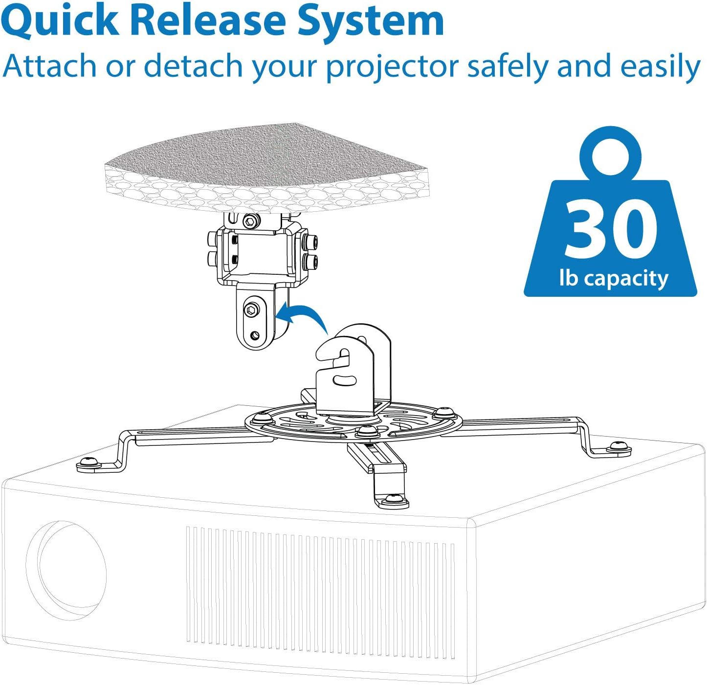 Mount-It! Universal Projector Ceiling Mount (30 lb Capacity)