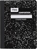 Mead Composition Notebook, College Ruled Paper, 9-3/4" x 7-1/2", 100 Sheets, Black Marble (09932)