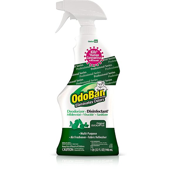 OdoBan Professional Ready-to-Use Disinfectant and Odor Eliminator, 32 Ounce Spray Bottle, Original Eucalyptus Scent 32 Fl Oz (Pack of 1)