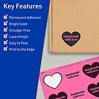 Avery Printable Heart Labels, Sure Feed Technology, 2-9/32" x 1-27/32", Bright Pink, Print-to-The-Edge