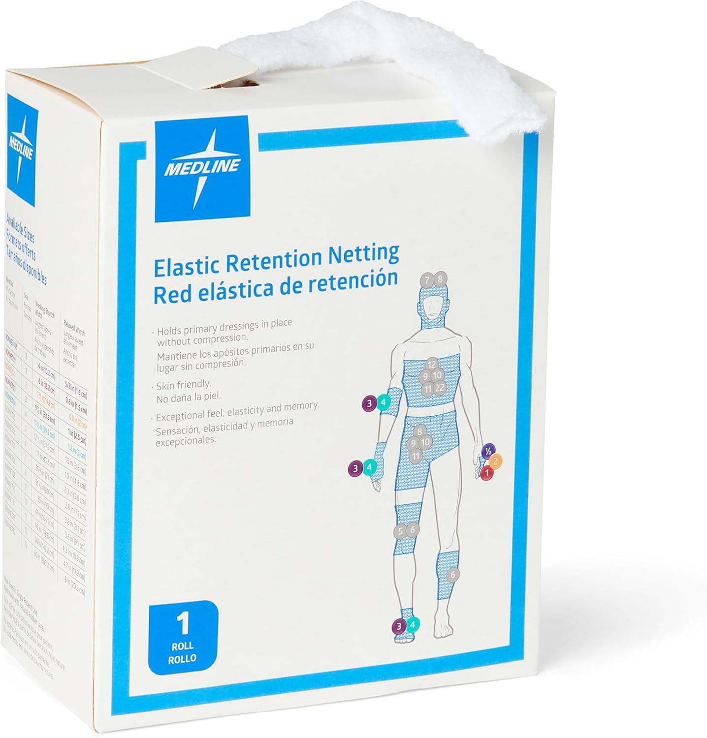 Medline Stretch Tubular Elastic Dressing Retention Net, Size 2, (7" x 25 yds), Ideal for Wound Care, Single Pack