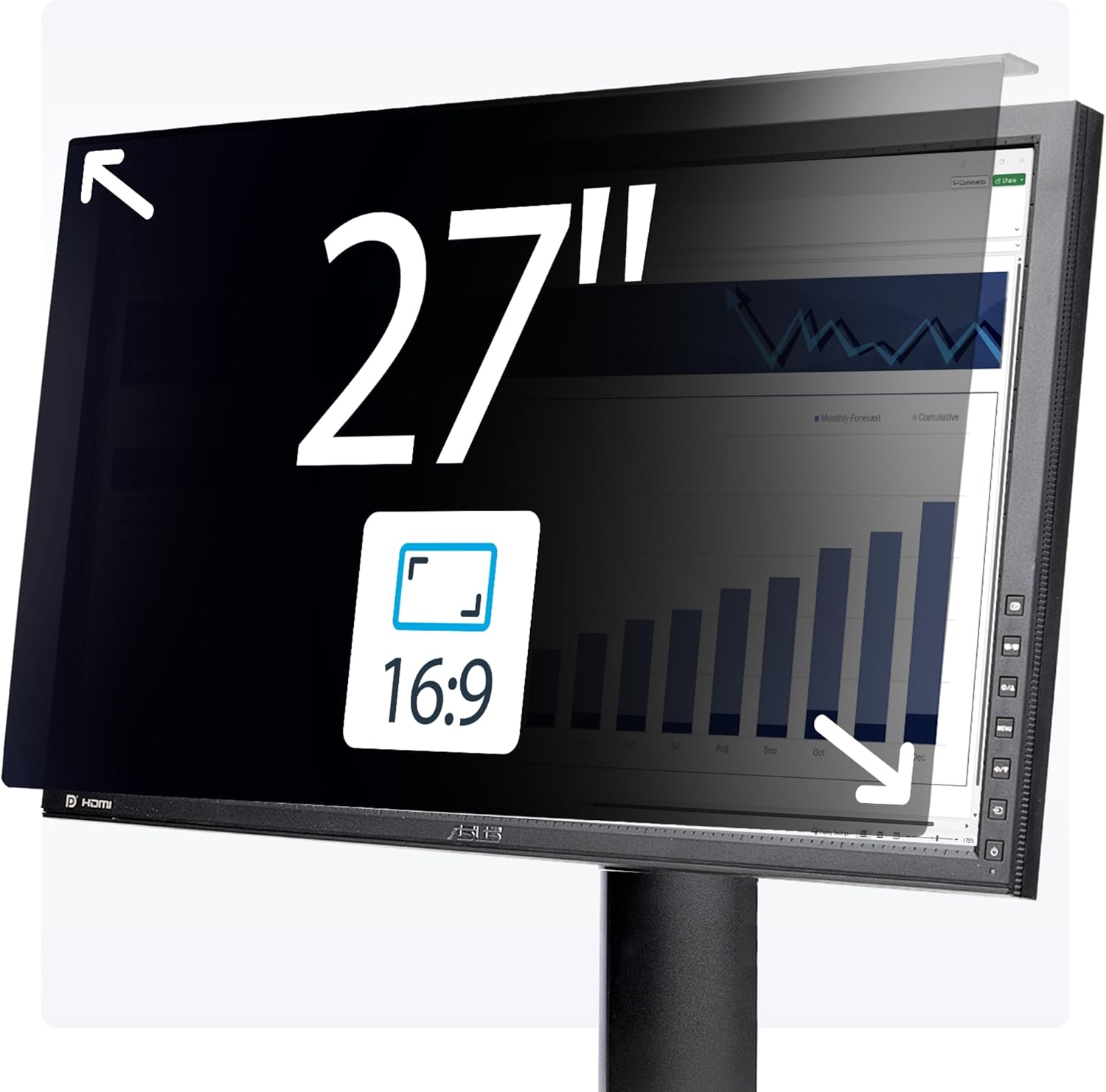 StarTech.com Hanging Acrylic Monitor Privacy Screen 16:9 ±30°
