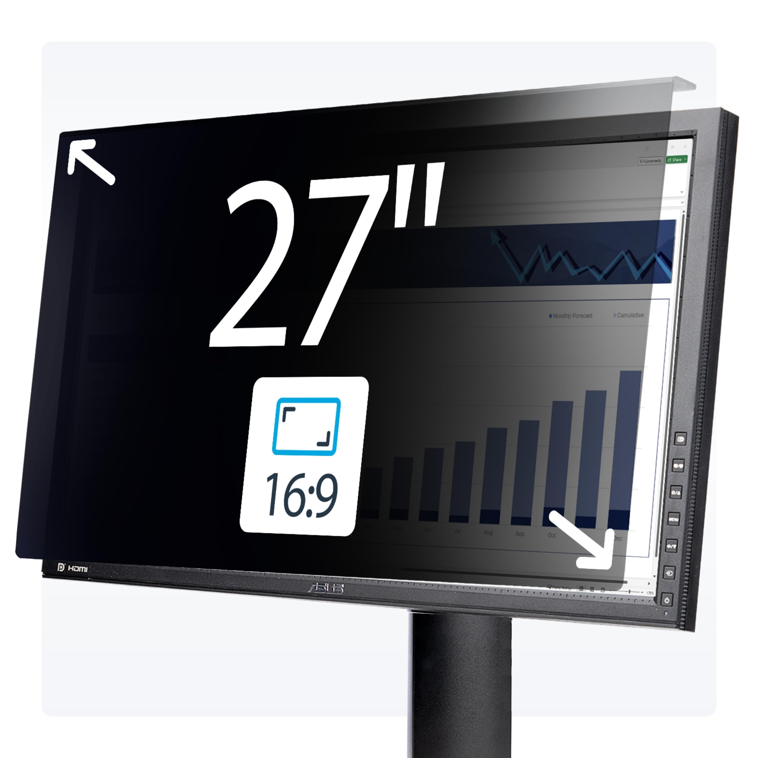 StarTech.com Hanging Acrylic Monitor Privacy Screen 16:9 ±30°