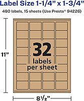Avery Kraft Brown Rectangle Labels, Sure Feed Technology, 1.25" x 1.75"