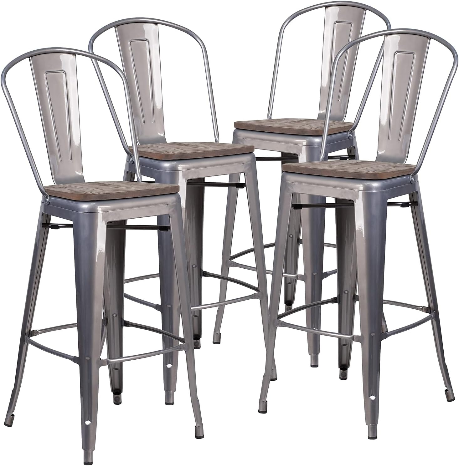 Flash Furniture Commercial Grade 30" High Black Metal Indoor-Outdoor Barstool with Removable Back Black Set of 1