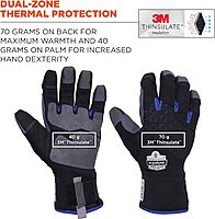 Ergodyne ProFlex 817WP Waterproof Work Gloves, Thermal Insulated, Touchscreen, Reinforced Palms Black