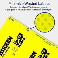 Avery Printable Rectangle Labels, Sure Feed Technology, 4" x 3", Neon Yellow, Print-to-The-Edge
