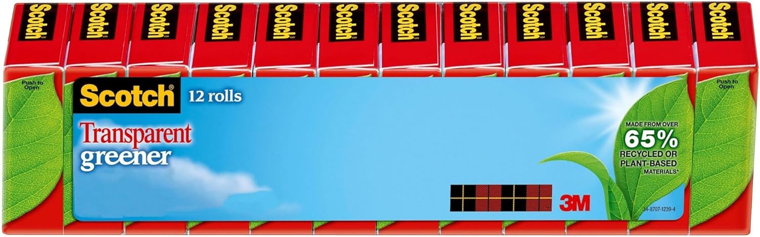 SCOTCH Transparent Greener Tape, 3/4 in x 900 in