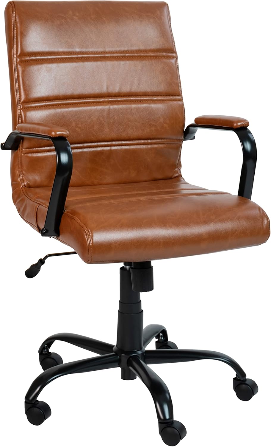 Flash Furniture Whitney Mid-Back Swivel LeatherSoft Desk Chair with Padded Seat and Armrests