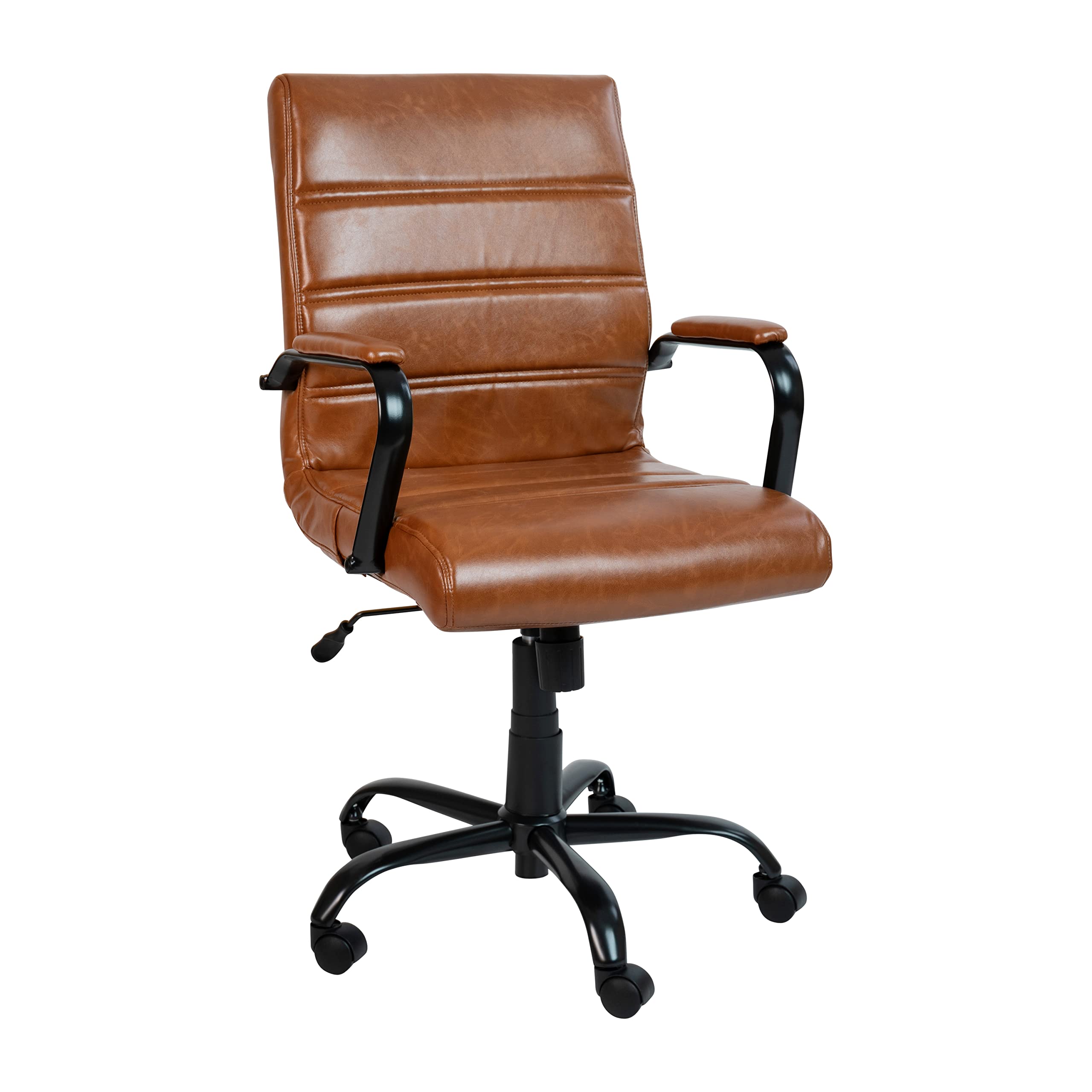 Flash Furniture Whitney Mid-Back Swivel LeatherSoft Desk Chair with Padded Seat and Armrests