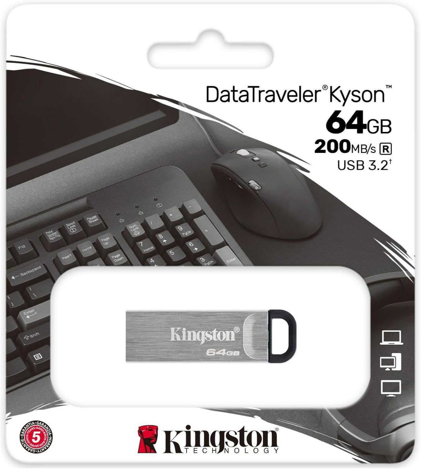 Kingston DataTraveler Kyson 64GB High Performance USB 3.2 Metal Flash Drive | Speeds up 200MB/s | DTKN/64GB