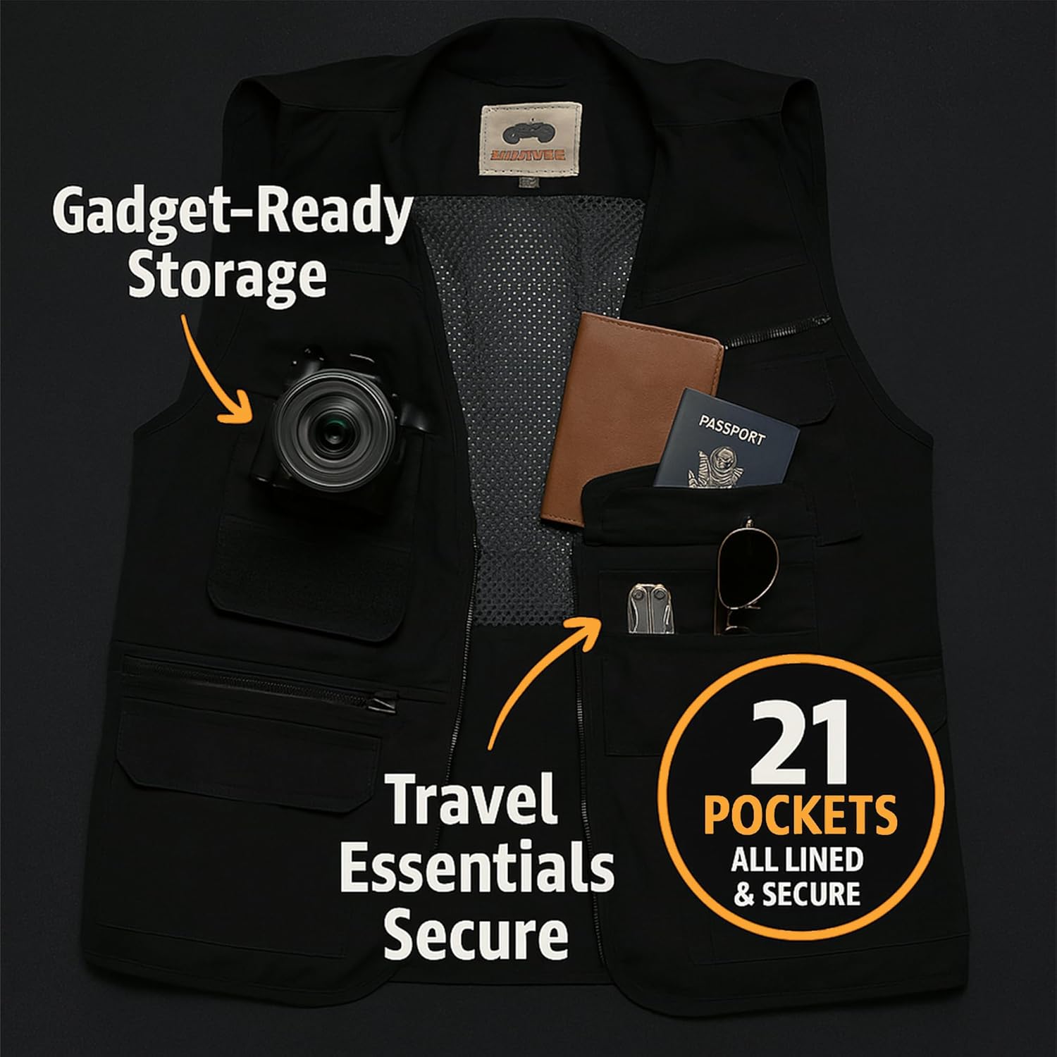 CAMPCO Humvee Utility Safari Vest - 100% Cotton Tactical Travel Vest