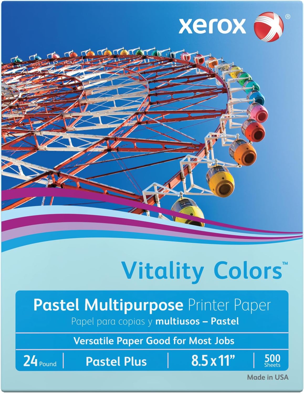 Xerox® Vitality Colors™ Pastel Plus Color Multi-Use Printer & Copy Paper, 1 Ream, Blue, Letter (8.5" x 11"), 500 Sheets