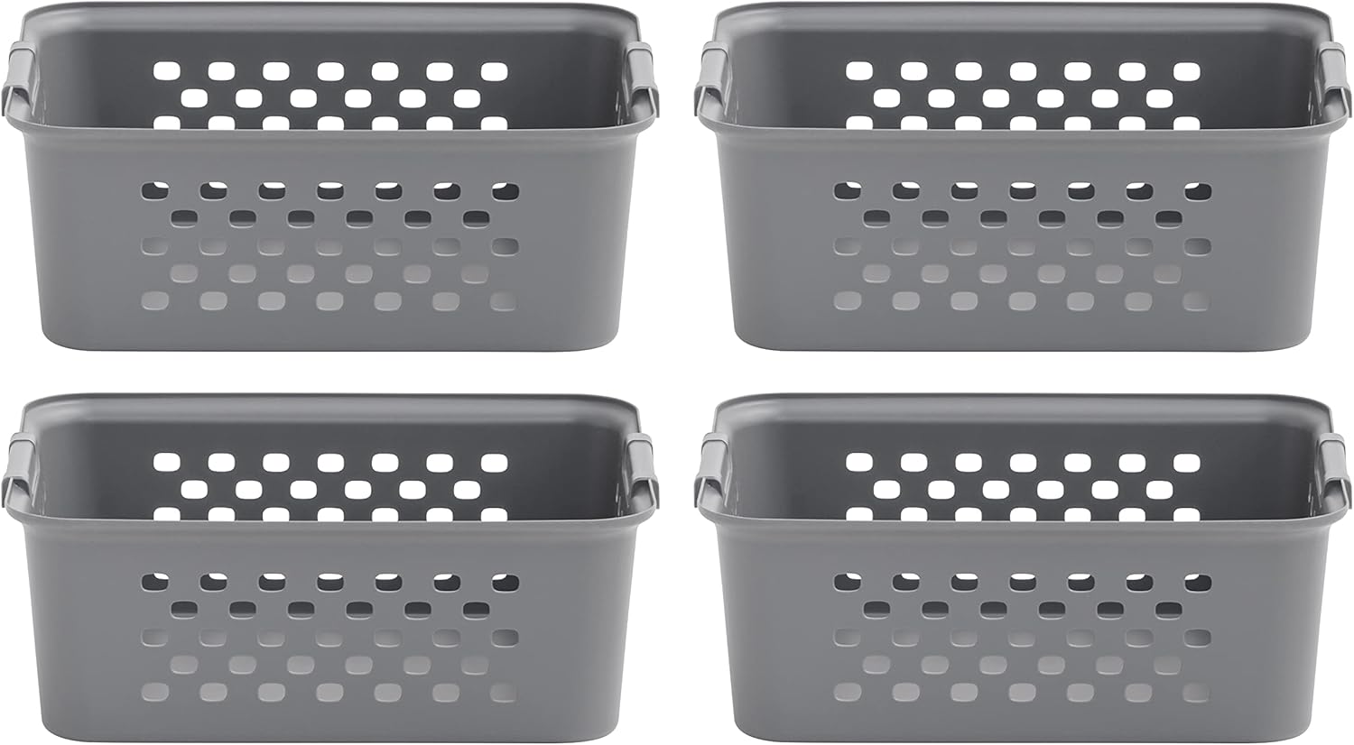 IRIS USA Medium Organizer Storage Basket, Gray, Pack of 4