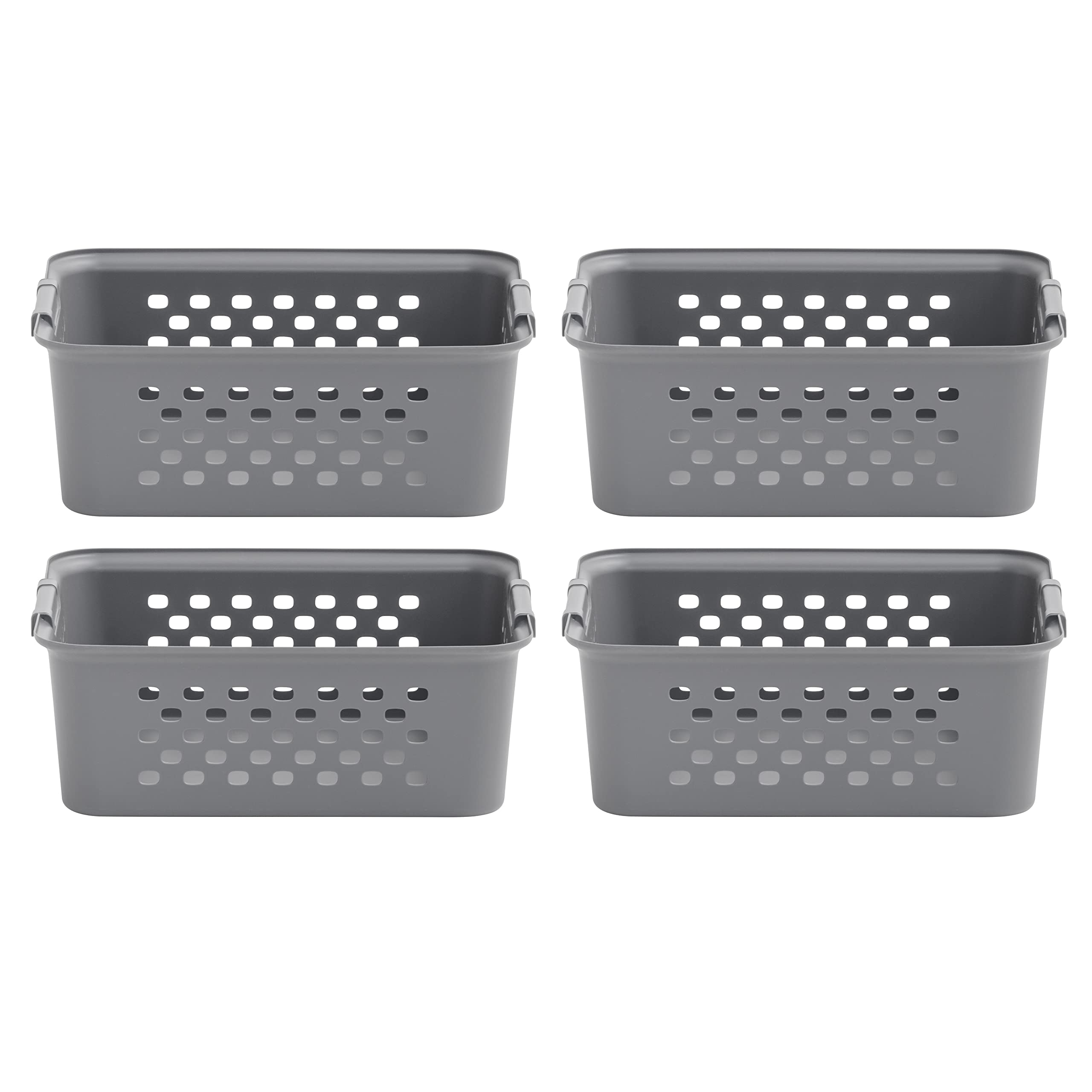 IRIS USA Medium Organizer Storage Basket, Gray, Pack of 4