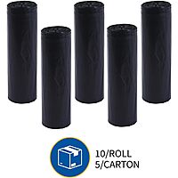 Genuine Joe GJO01535 Heavy Duty Low-Density Puncture Resistant Can Liner, 60 gallon Capacity, 56" Length x 39" Width x 1.50 mil Thickness, Black (Box of 50)