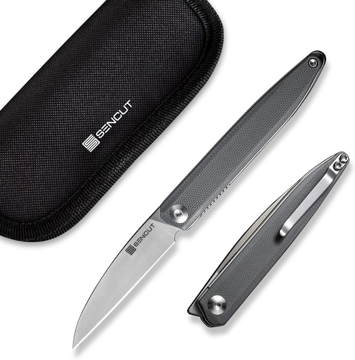 SENCUT Jubil Folding Pocket Knife D2 Wharncliffe, G10 Handle, Front Flipper