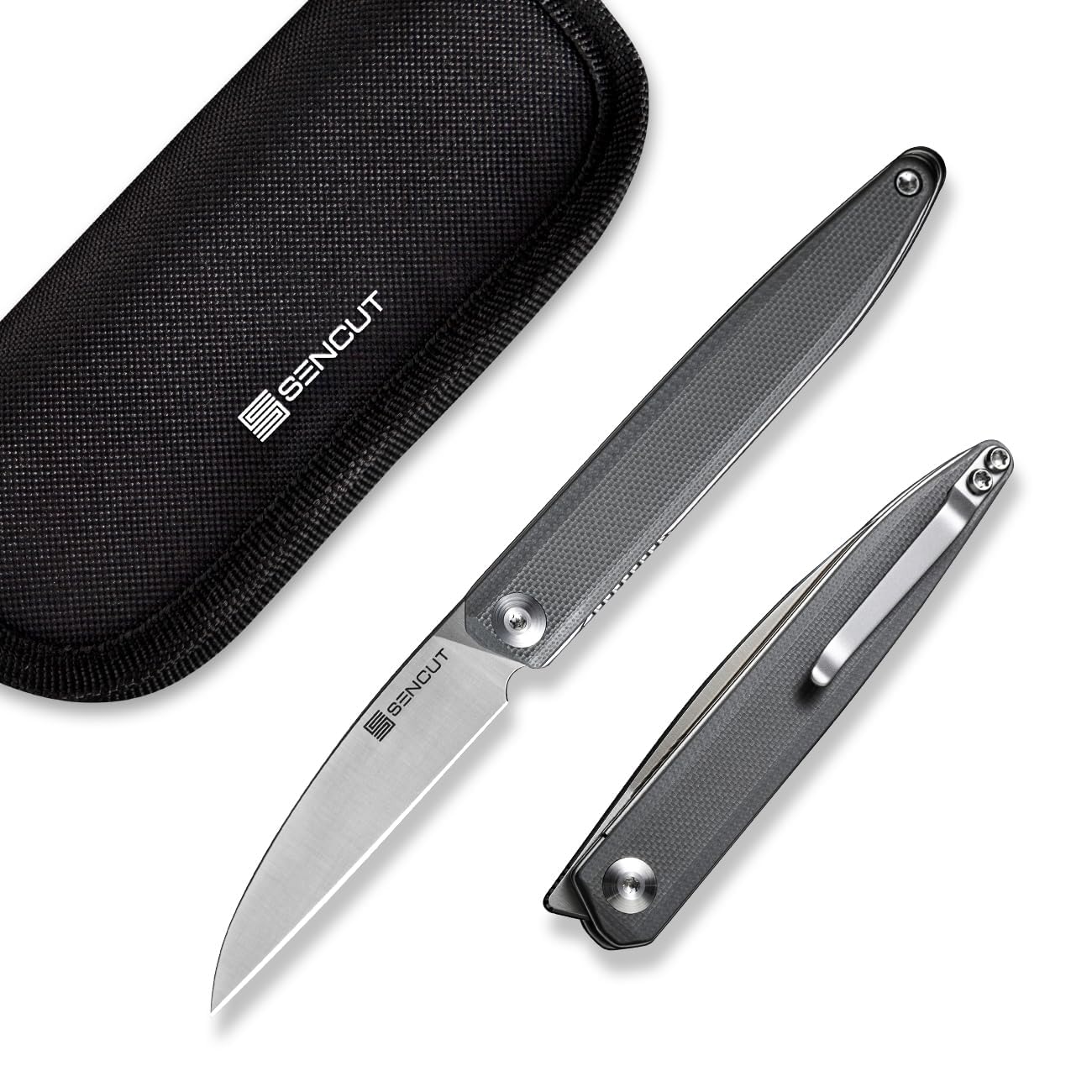 SENCUT Jubil Folding Pocket Knife D2 Wharncliffe, G10 Handle, Front Flipper