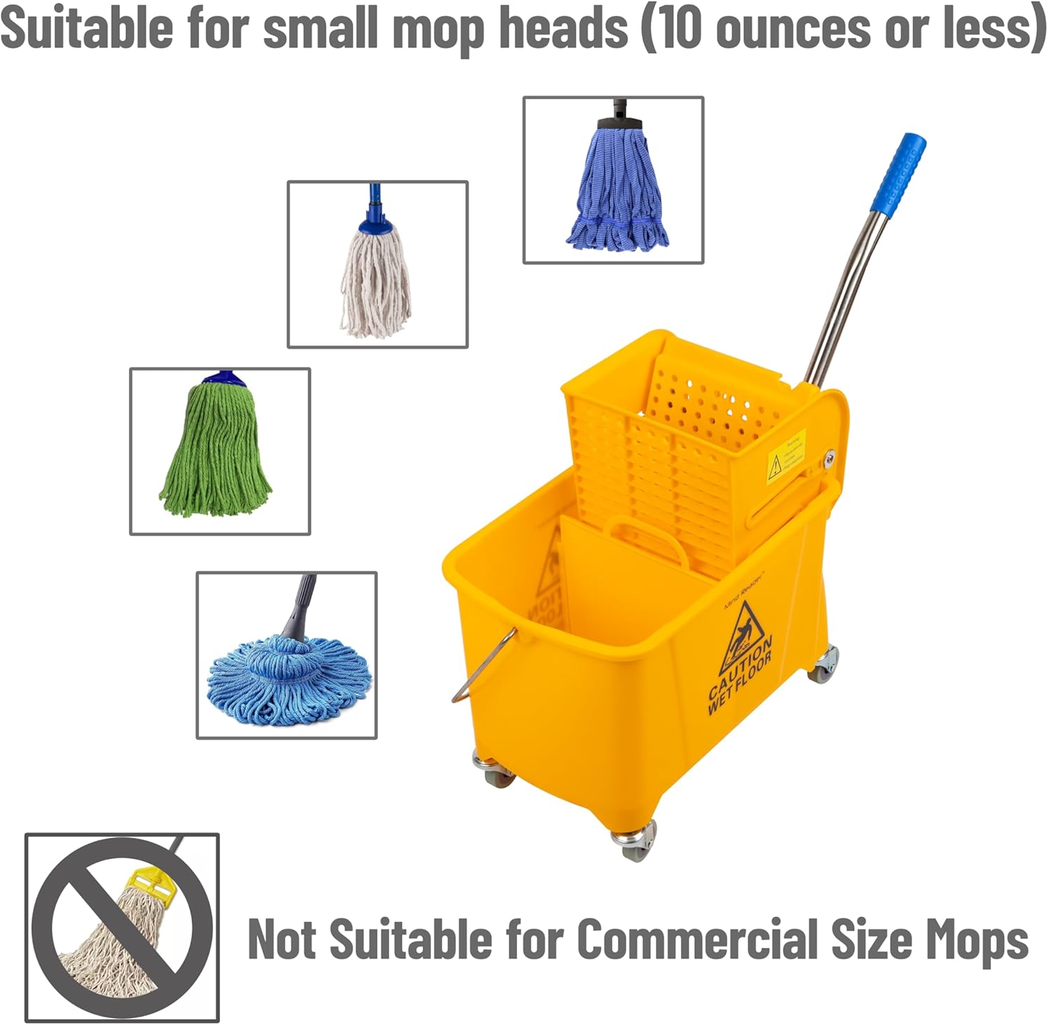 MIND READER Mop Bucket 22 Qt with Upward-Press Wringer