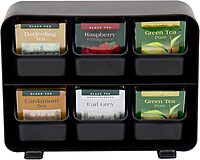 Mind Reader Tea Bag Organizer, Tea Station Organizer, Countertop Storage, Kitchen, Plastic, 10.25 x 3.25 x 7.75 inches, Black