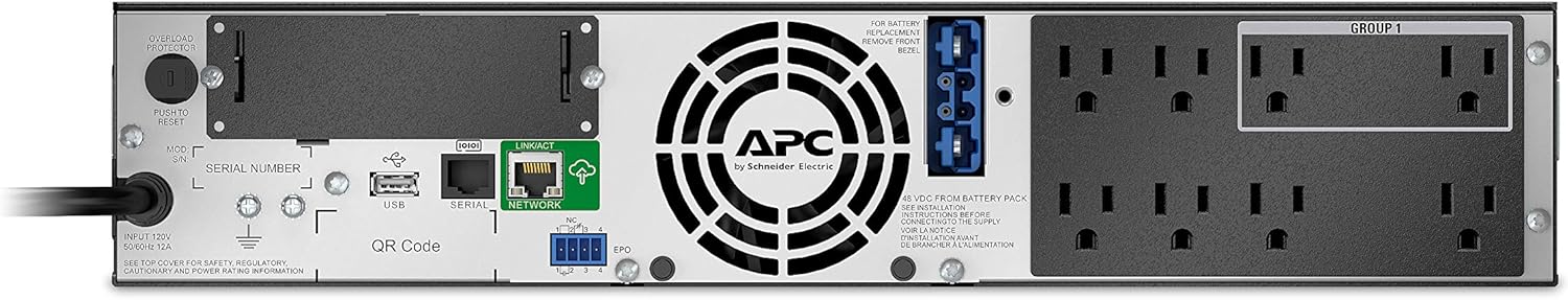 APC Network UPS, 750VA Smart-UPS Sine Wave UPS with Extended Run Option, SMX750C, Tower/2U Rackmount Convertible