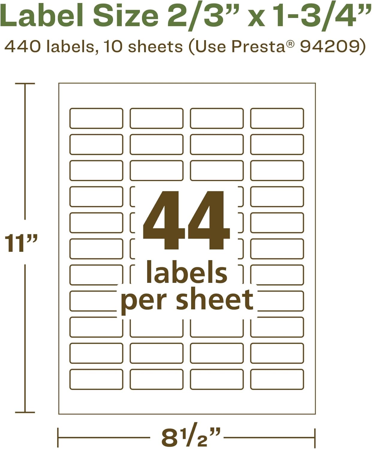 Avery EcoFriendly Matte White Recycled Rectangle Labels, 2/3" x 1-3/4", Print-to-The-Edge, Permanent Adhesive