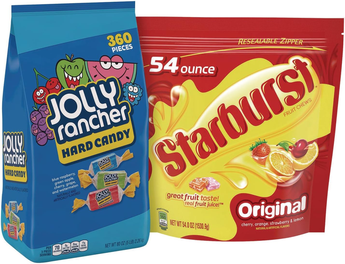 Jolly Rancher/Starburst JOLLY-BURST Chewy And Hard Candy Party Assortment, 134.4 Oz, Pack Of 2 Bags