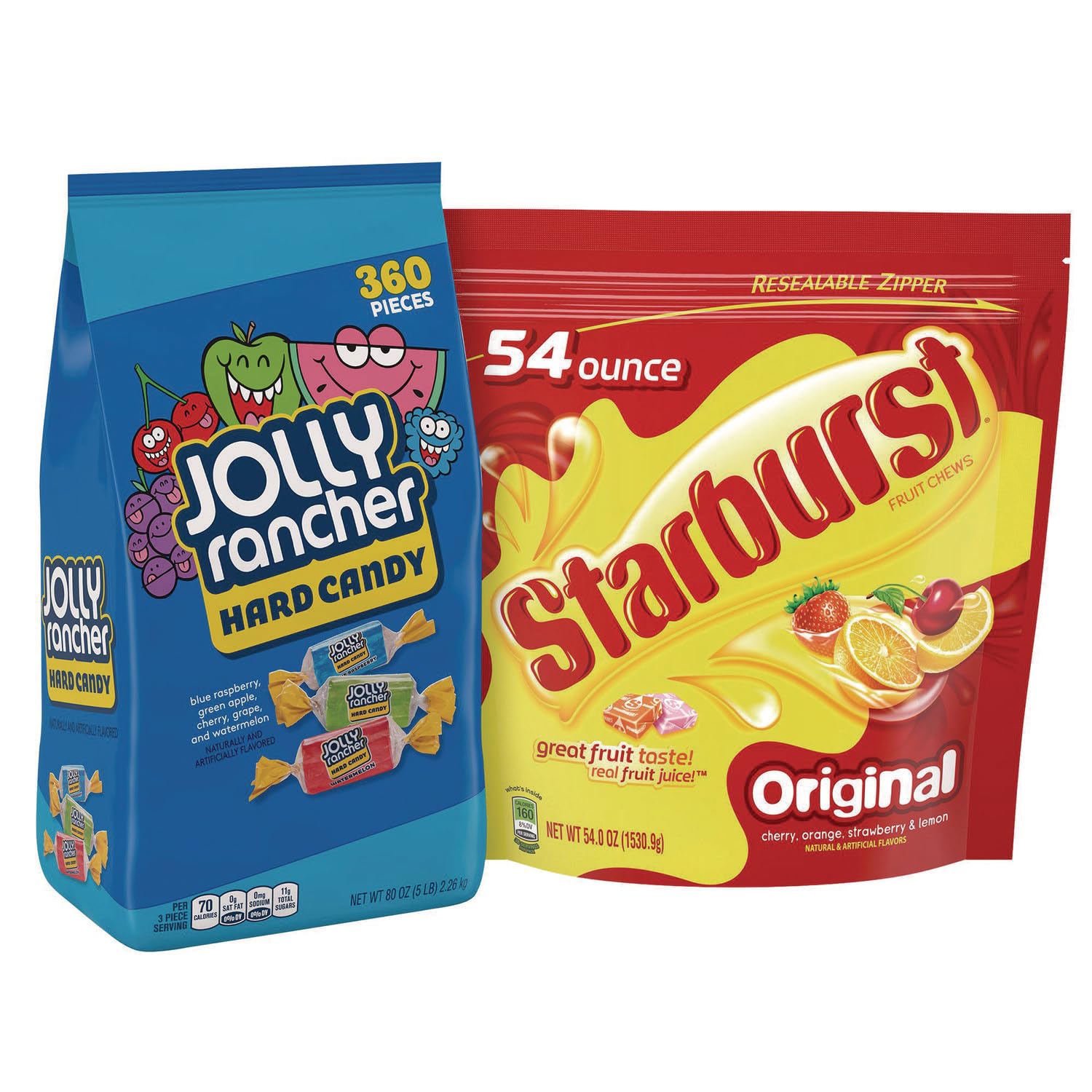 Jolly Rancher/Starburst JOLLY-BURST Chewy And Hard Candy Party Assortment, 134.4 Oz, Pack Of 2 Bags
