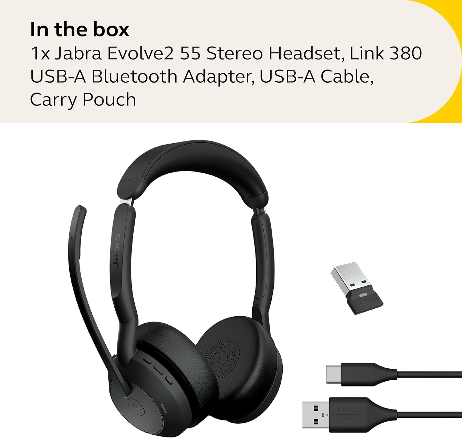 Jabra Evolve2 55 Stereo Wireless Headset - AirComfort, Noise-Cancelling Mics & Active Noise Cancellation
