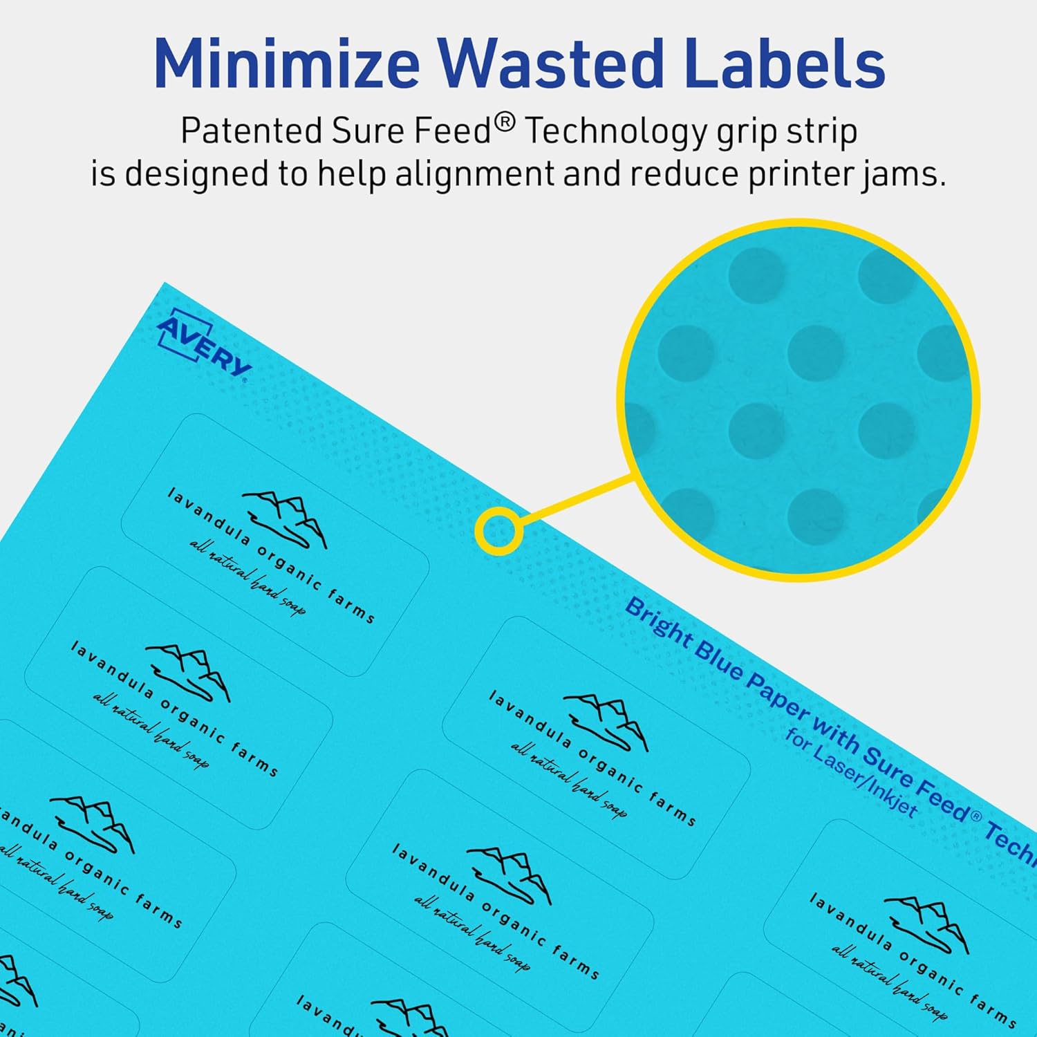 Avery Printable Rectangle Labels, Sure Feed Technology, 1" x 2", Bright Blue, Print-to-The-Edge, Laser/Inkjet Printable