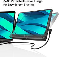 SideTrak Swivel 14" Attachable Portable Monitor Extender, FHD TFT Laptop Dual Screen with Kickstand + Unique Swivel Hinge