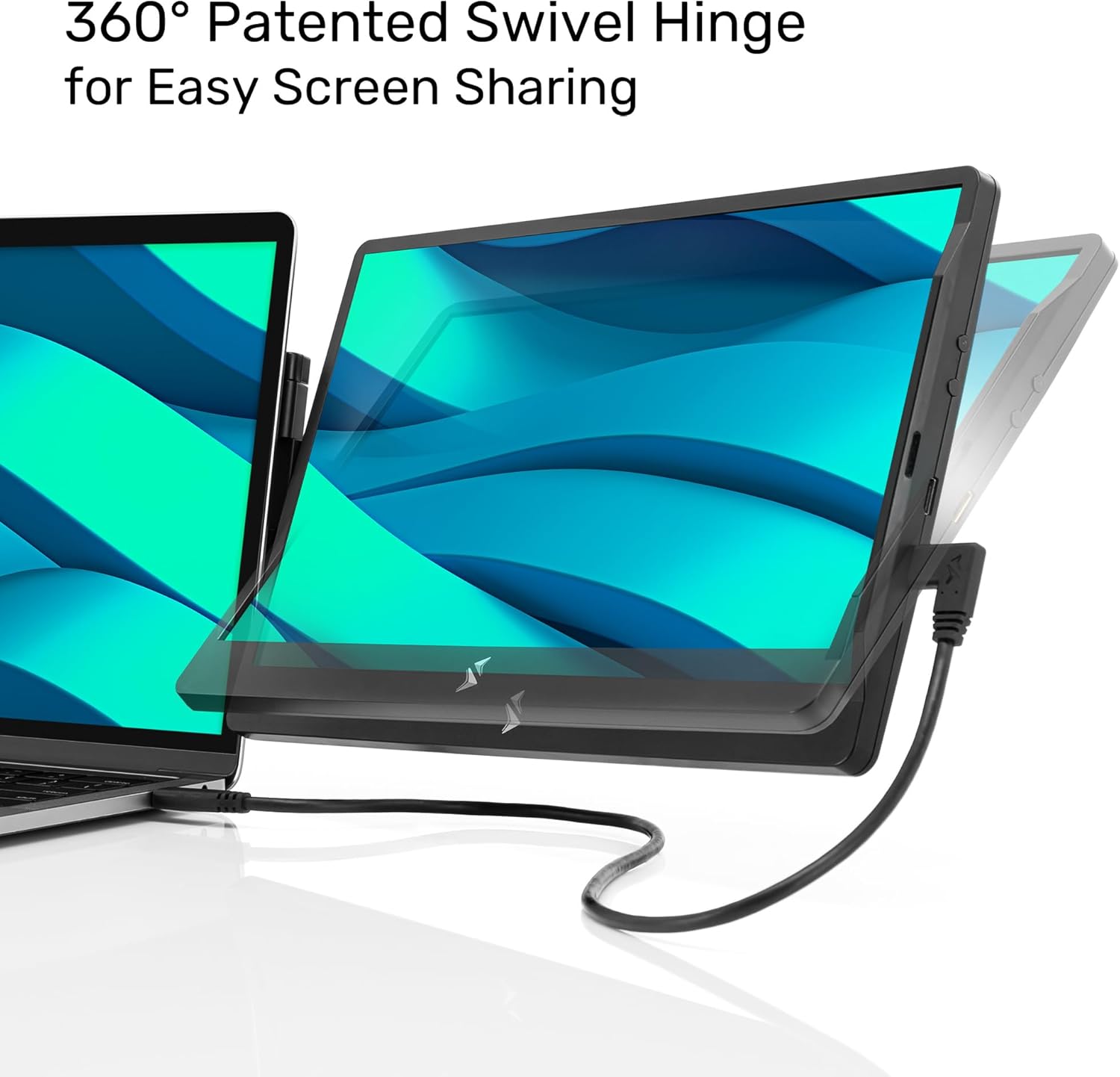 SideTrak Swivel 14" Attachable Portable Monitor Extender, FHD TFT Laptop Dual Screen with Kickstand + Unique Swivel Hinge